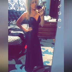 Beautiful dark navy formal maxi dress with small train